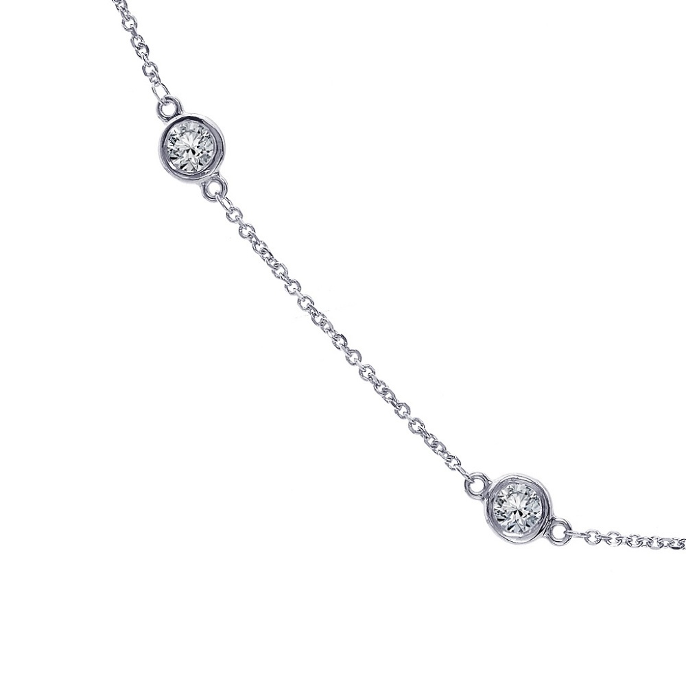 1.80 Ct. tw. Round Cut Diamonds By The Yard Necklace 14K Gold - Picture 2 of 10